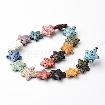 Окрашенные звезды синтетические бусы из лавового камня G-F259-07-26mm-1