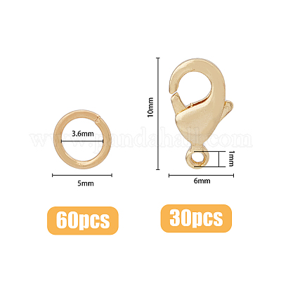 30 шт. латунные защелки-лобстеры и 60 шт. открытых колец для прыжков KK-HY0002-77-1