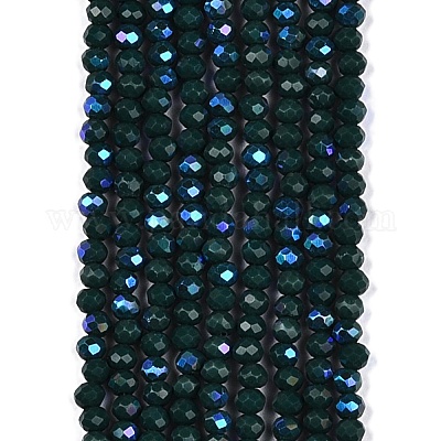 Гальванизировать непрозрачные сплошной цвет стеклянные бусы пряди EGLA-A044-P3mm-L12-1