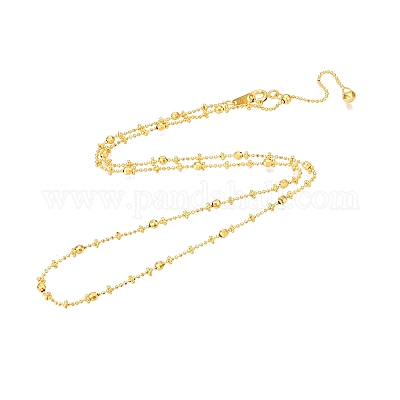 925 серебряное ожерелье с шариковыми звеньями NJEW-N054-16G-1