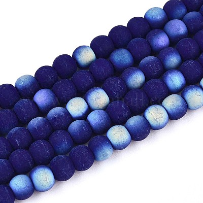 Нити из матовых непрозрачных стеклянных бусин GLAA-T032-P4mm-MBB03-1