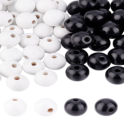 80шт 2 цвета деревянные европейские бусины с принтом WOOD-LP0001-01-1