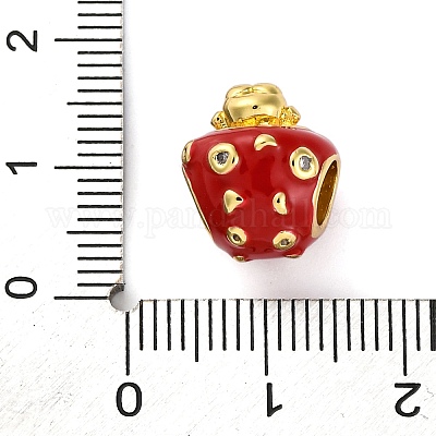 Латунные европейские бусины с эмалью кубического циркония KK-Z081-04-1