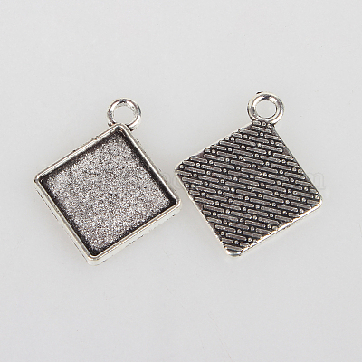 Старинные тибетском стиле сплава сеттинги ободок ромб подвеска кабошон X-TIBEP-O006-58AS-1