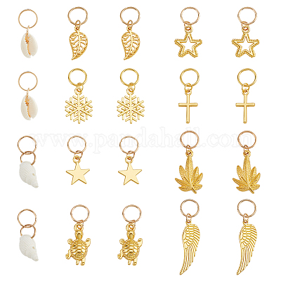 40шт 2 комплекта бусин для дредов из сплава и ракушек OHAR-NB0001-28-1