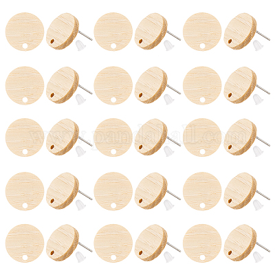 30 шт. деревянная фурнитура для сережек-гвоздиков WOOD-OC0002-71-1