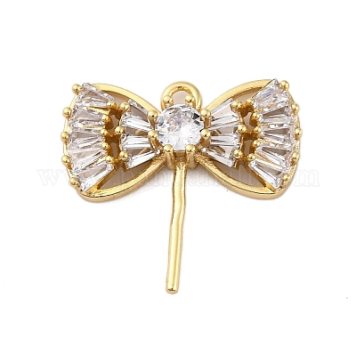 Латунные микро-паве прозрачные кубические цирконии европейские подвески-шармы KK-P289-07G-1