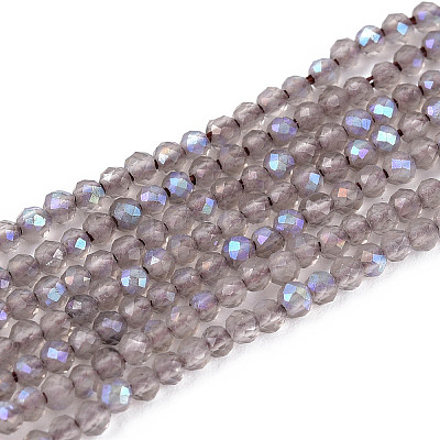 Нити бусин из натурального ледяного обсидиана с покрытием цвета AB G-T144-A07-06-1