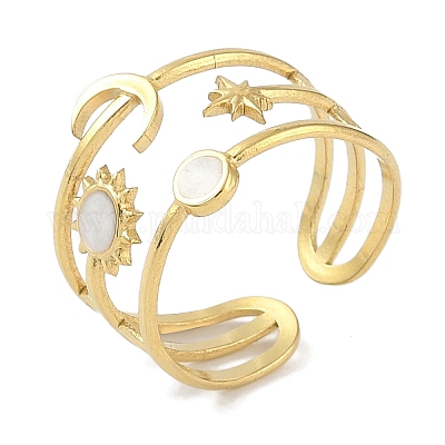 Кольца-манжеты из нержавеющей стали 304 с ионным покрытием (IP) RJEW-L107-037G-01-1