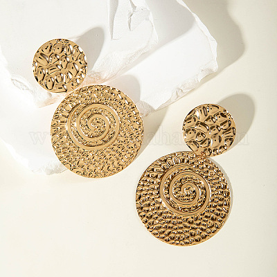 Плоские круглые серьги-гвоздики из сплава и железа в богемном стиле FS-WGEBDA7-09-1