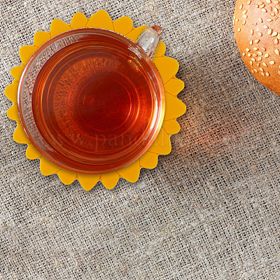 4 шт. 4 подставки под горячее из ПВХ в стиле подсолнечника с петлей для подвешивания AJEW-HY0001-30-1