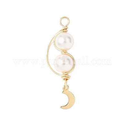 3 шт. 3 стиля подвески с круглыми бусинами из медной проволоки и ракушечным жемчугом PALLOY-JF04677-1