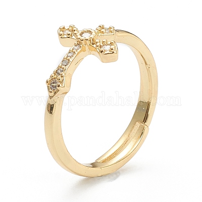 Латунные кольца из манжеты с прозрачным цирконием ZIRC-M117-10G-1