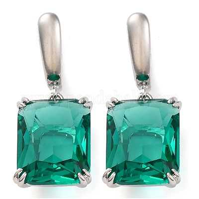 Прямоугольные серьги-кольца с паве из кубического циркония из латуни для женщин EJEW-I304-28P-1