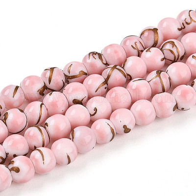 Выпечка окрашенные стеклянные бусины пряди DGLA-N010-6mm-01-1