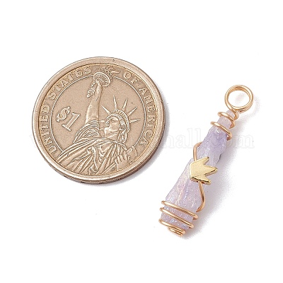 5 шт. 5 стиля гальванические подвески из натурального кварца с медной проволокой PALLOY-JF03428-1