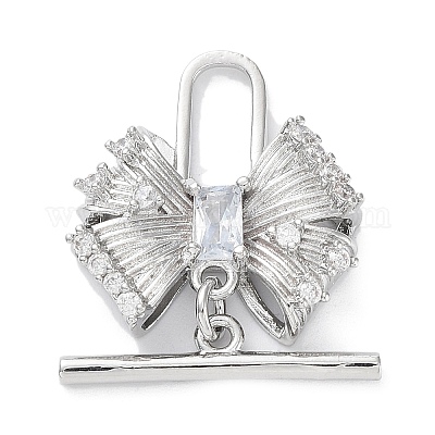 Латунные застежки-тоггл из прозрачного кубического циркония KK-G474-04P-1