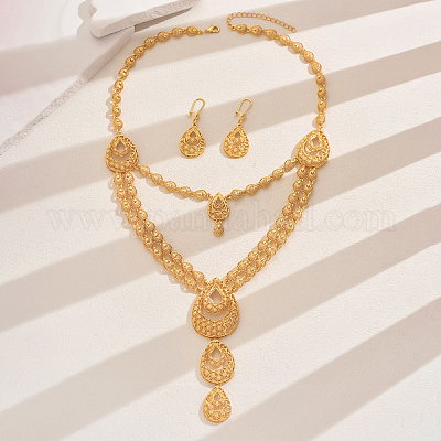 Винтажные комплекты из полых каплевидных серег и ожерелий из сплава Ближнего Востока для женщин OS1122-1