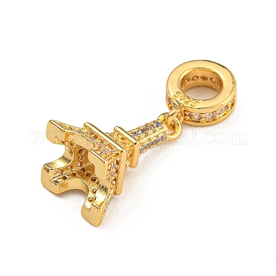 Стойка покрытие латунь прозрачный кубический цирконий европейские подвески-шармы KK-U035-25G-1