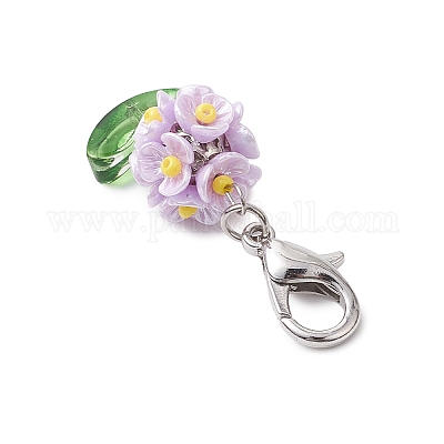 Подвесные украшения из смолы и стеклянных бусин HJEW-MZ00169-04-1