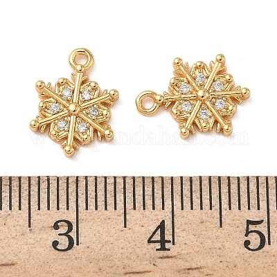 Рождественские латунные подвески с микропаве из прозрачных кубических цирконий KK-B160-41G-02-1