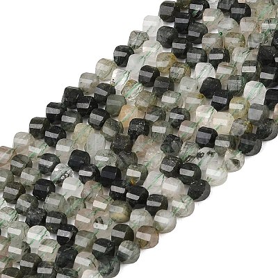 Нити бусин из натурального зеленого рутилированного кварца&nbsp;G-P611-C23-01-1