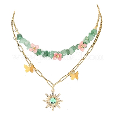 Ожерелья с подвесками в виде бабочек из сплава смолы и латуни NJEW-JN05468-04-1