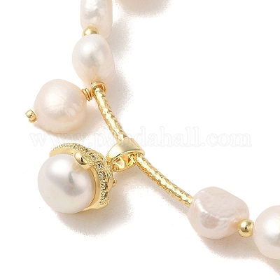 Эластичные браслеты из натурального жемчуга и латуни BJEW-C051-08G-1