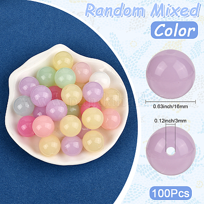 100 шт. Непрозрачные акриловые бусины&nbsp;OACR-PA0001-31A-1