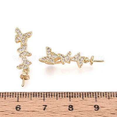 Латунный микро-паве кубический кубик циркония жемчужина KK-T079-27G-1