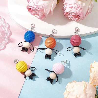 Бусины-подвески из искусственного жемчуга из пчелиного дерева и АБС-пластика HJEW-JM03219-1