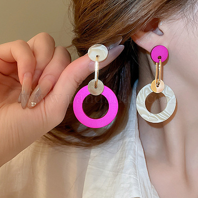 Плоские круглые серьги-гвоздики из сплава с имитацией дерева FS-WGDAF81-01-1