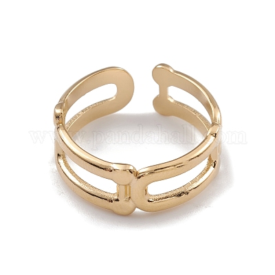 Ионное покрытие (ip) 304 нержавеющая сталь полые овальные обертки открытые манжеты кольца для женщин RJEW-G285-51G-1