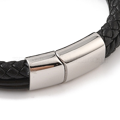 Плетеные браслеты из микрофибры и кожи BJEW-B096-01A-1