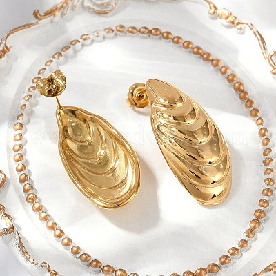 Серьги-гвоздики из нержавеющей стали 304 EJEW-G423-30B-G-1