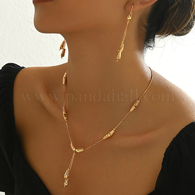 Винтажные каплевидные латунные серьги и ожерелья для женщин VA8501-1