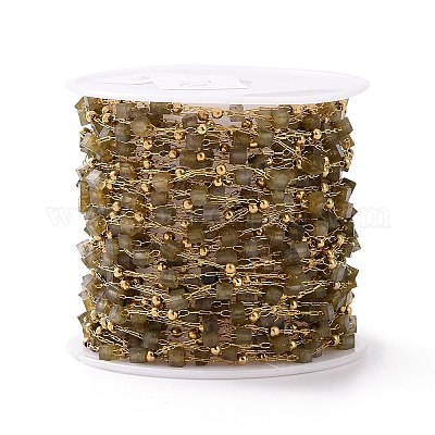 Квадратные цепочки из бисера из натурального лабрадорита AJEW-J035-02G-05-1