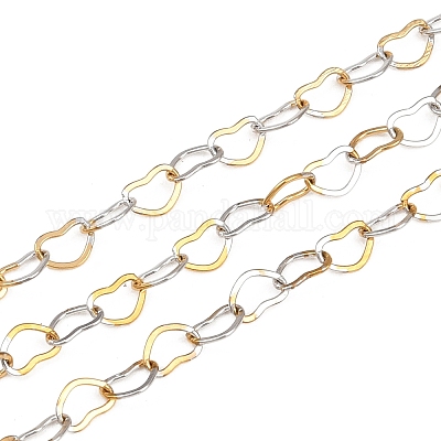 Двухцветные цепочки из нержавеющей стали 304 с звеньями в форме сердца&nbsp;CHS-C013-04A-01-1