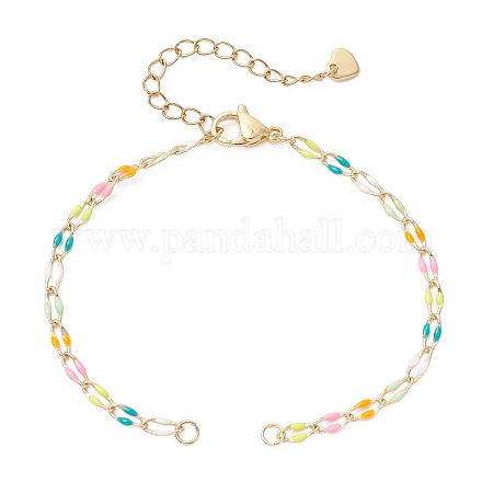 Изготовление браслета-цепочки из латуни толщиной 3 мм с цветной эмалью AJEW-JB01429-1