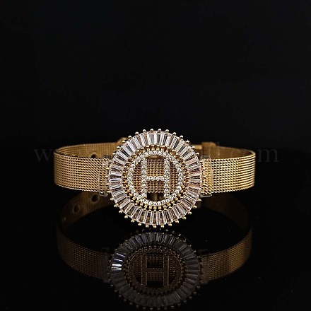 Латунные браслеты с микропаве из прозрачных кубических цирконий для женщин FS-WGA7409-08-1