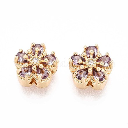 Латунные микро проложить кубического циркония бусы KK-T071-51G-1