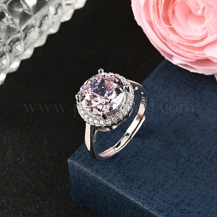 925 перстень из стерлингового серебра с паве из кубических цирконий RJEW-C138-01C-02-1