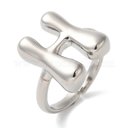 Латунное открытое кольцо-манжета для женщин с инициалами RJEW-N046-02H-P-1