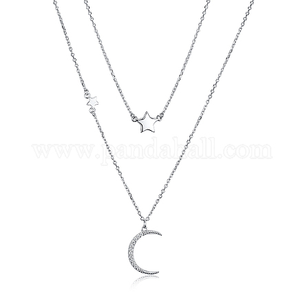 Комплект из ожерелья и кольца из стерлингового серебра со звездой и луной YV6994-1-1