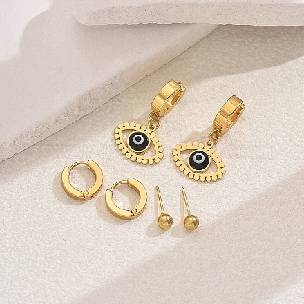 3 пара серег из нержавеющей стали 201 (3 стиля) QS4475-3-1