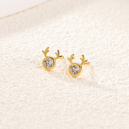 925 серебряные серьги-гвоздики в виде оленя с цирконием для повседневной носки у женщин UB8574-1