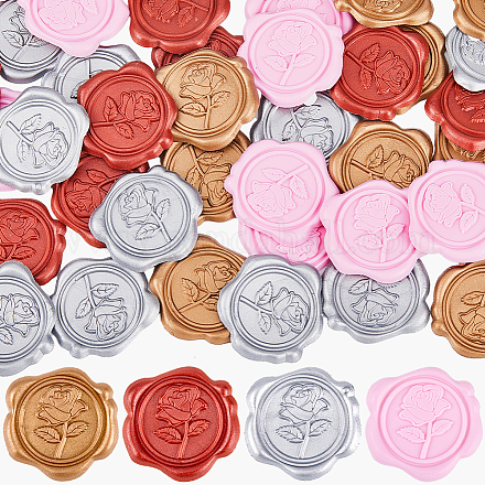 80 шт. 4-цветные наклейки-печати из воска с розовым клеем DIY-CP0010-20-1