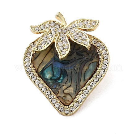 Брошь в виде клубники со стразами и акрилом&nbsp;LS-JEWB-G040-01G-1