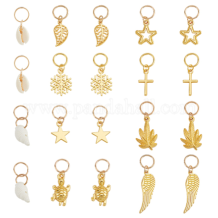 40шт 2 комплекта бусин для дредов из сплава и ракушек OHAR-NB0001-28-1