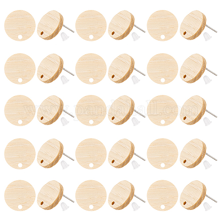 30 шт. деревянная фурнитура для сережек-гвоздиков WOOD-OC0002-71-1